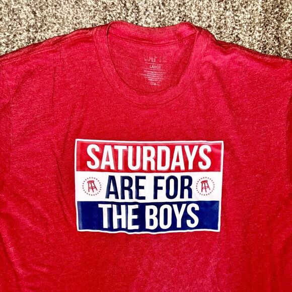 Saturdays Are For The Boys Men's Graphic Golf Tee T-Shirt in Red Size Large - Picture 2 of 9